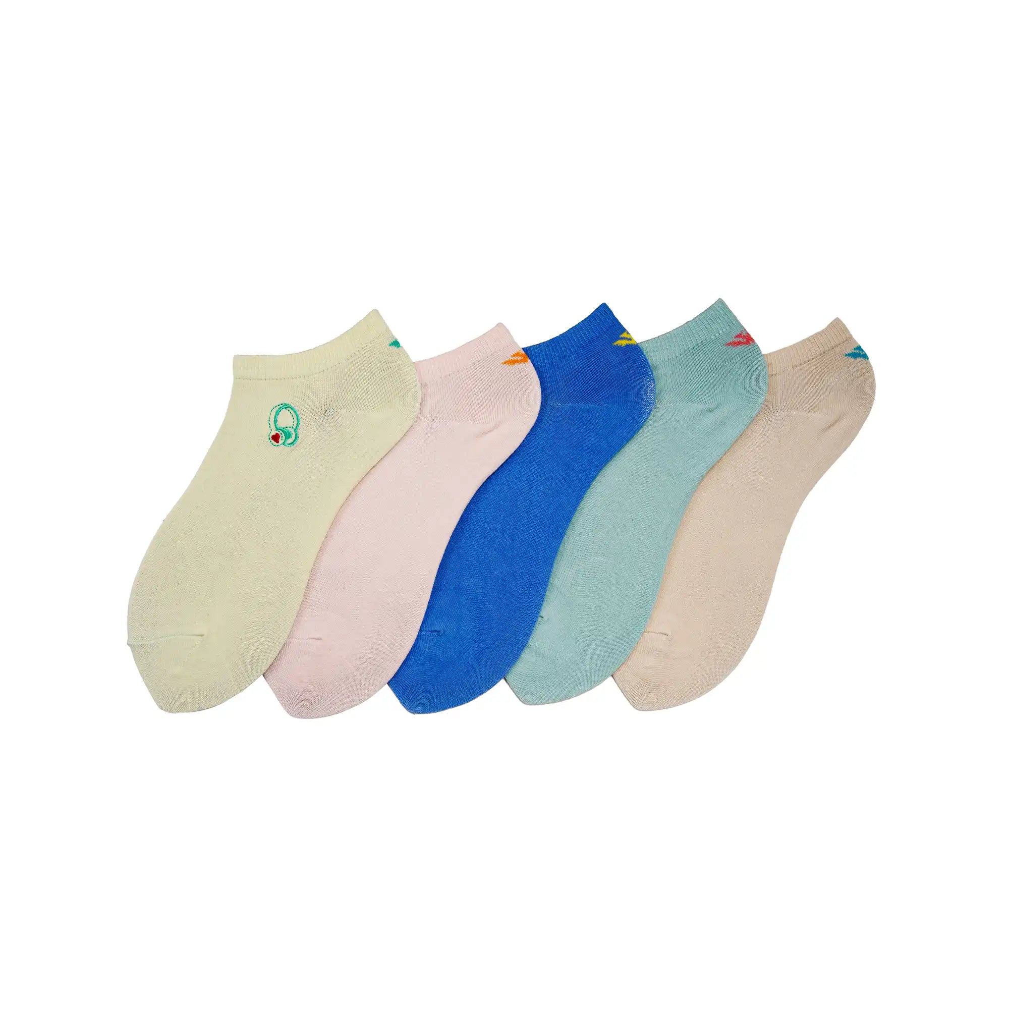 Young Wings Women's_Socks Multi Colour Cotton Fabric Solid Free Size Ankle  Length Casual Wear Socks - Pack of 5, Style no. 5114-W1 – Cotstyle