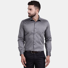 Men's Luthai Supima Mercerised Cotton Twill Small Check Jacquard Design Regular Fit Dress Shirt