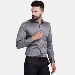 Men's Luthai Supima Mercerised Cotton Twill Small Check Jacquard Design Regular Fit Dress Shirt