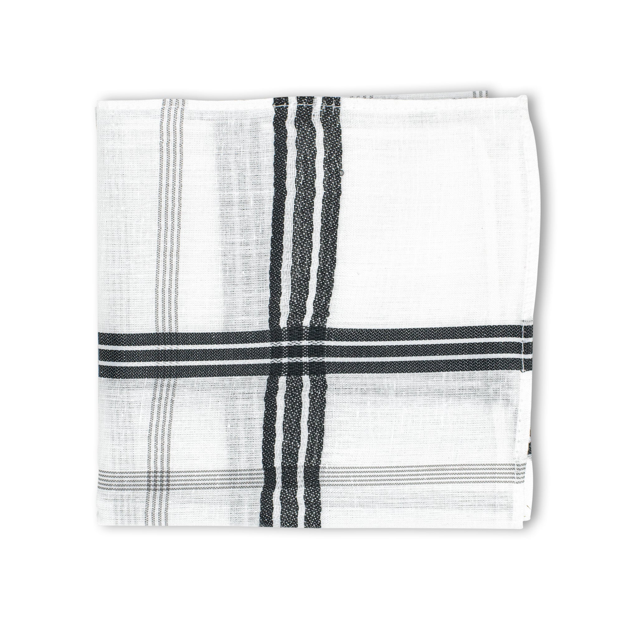 Men's Imerial Premium Cotton Handkerchief - White Stripe